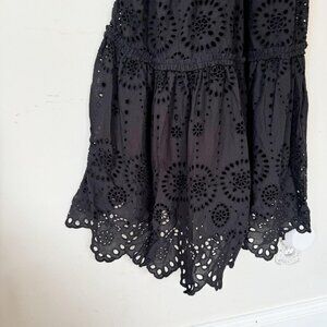 Zara Black Embroidered Eyelet Off The Shoulder Ruffle Midi Dress